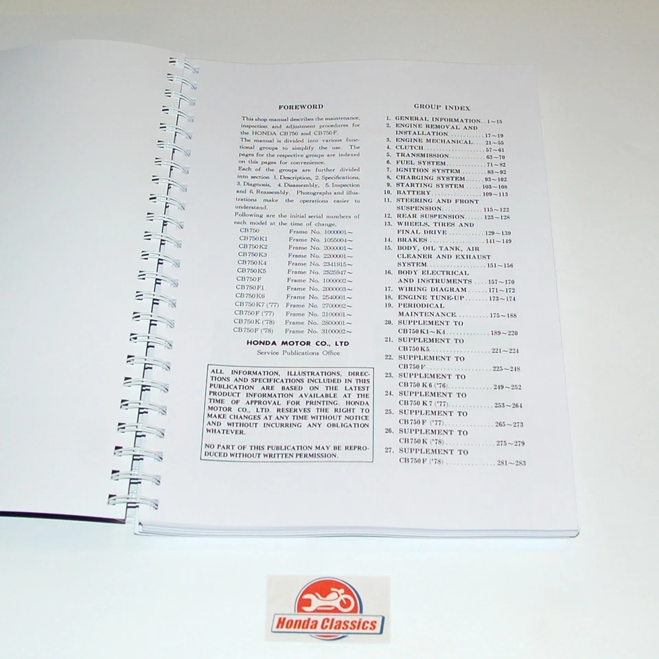 Honda CB750 Fabbrica Officina Shop Manuale + Parti Lista Libro, Anni ' HWM102 - Immagine 3 di 4