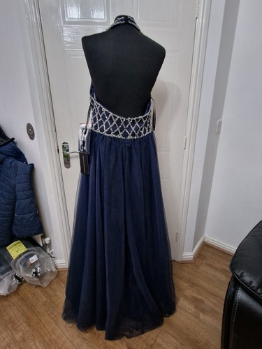 Christian Koehlert Prom Dress Navy Blue & Silver Uk Size 16 Eu 44 New - Imagen 8 de 10
