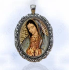 Our Lady of Guadalupe Religious Jewelry Catholic Medal Pendant Oval Silver Large
