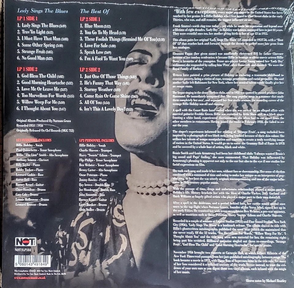 BILLIE HOLIDAY  LADY SINGS THE BLUES + BEST OF - 2 LP SET 180 GRAM VINYL " NEW " - Image 2 of 2