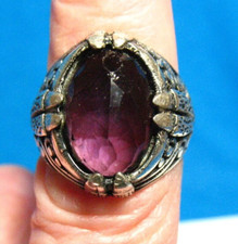 STERLING SILVER AMETHYST RING SIZE 6 6.4 GRAMS