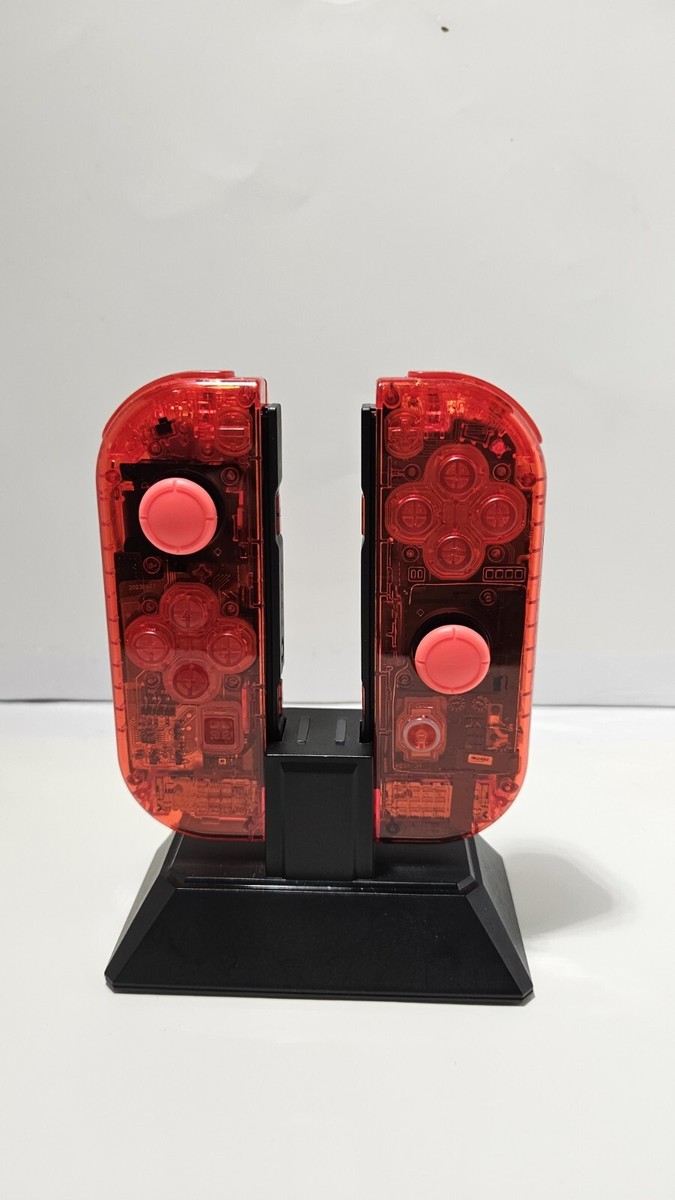 Custom Nintendo Switch Clear Red Reshelled Joy-Cons led Red