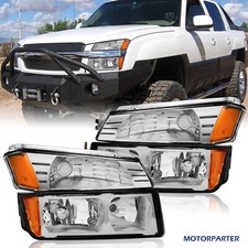 Pair Headlights For 2002-2006 Chevy Avalanche 1500 2500 Wbody Cladding Headlamp