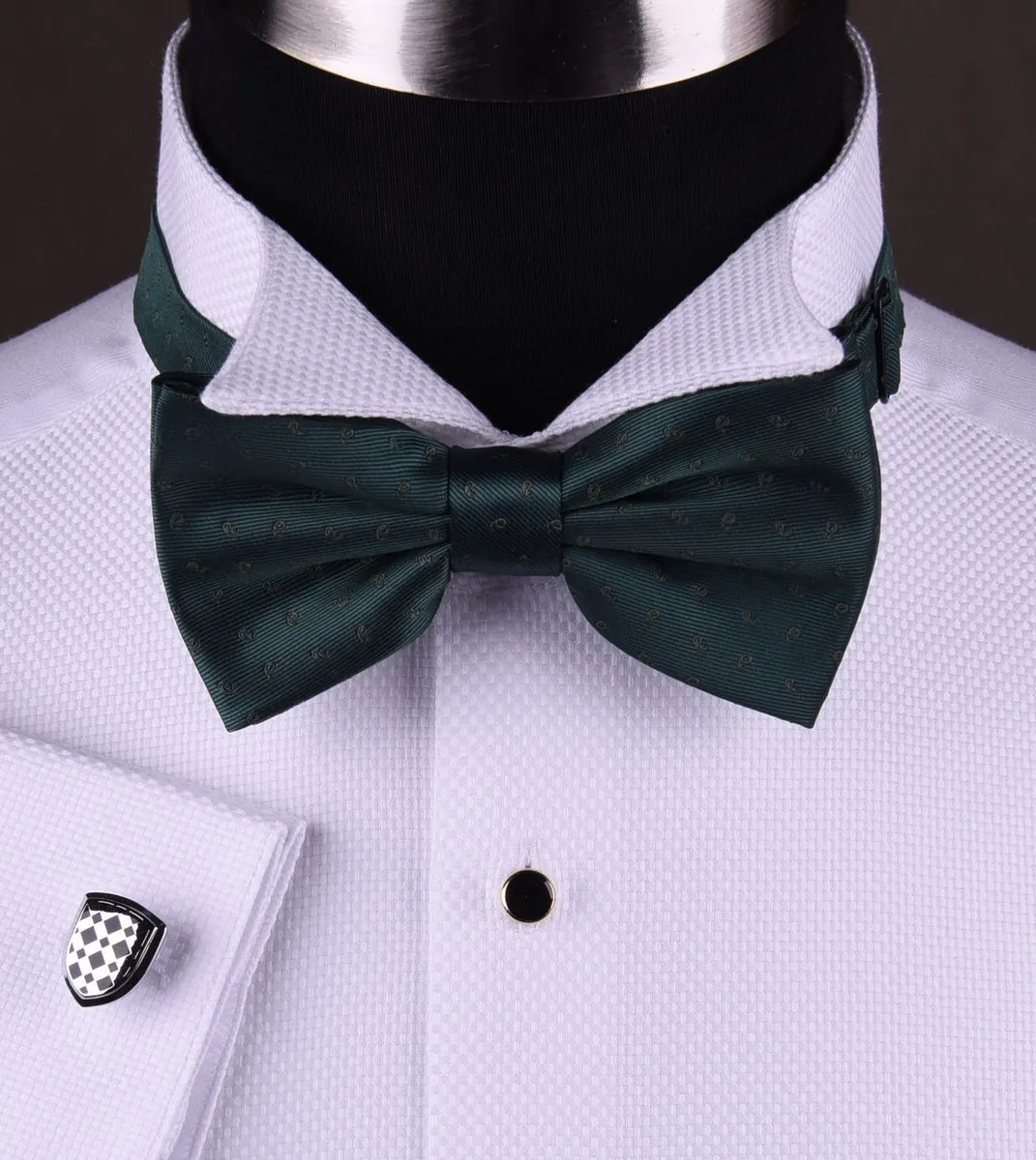 White Luxury Tuxedo Formal Shirt Party Free Bow Tie | eBay