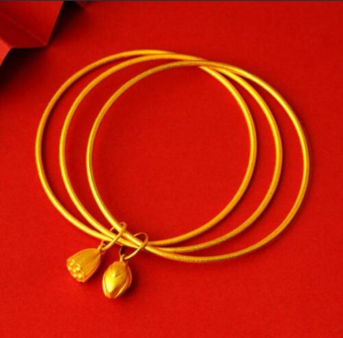 Girl's Lotus 22K 23K 24K Thai Gold Necklace Gold Plated Bracelet/19.2G - Picture 1 of 8