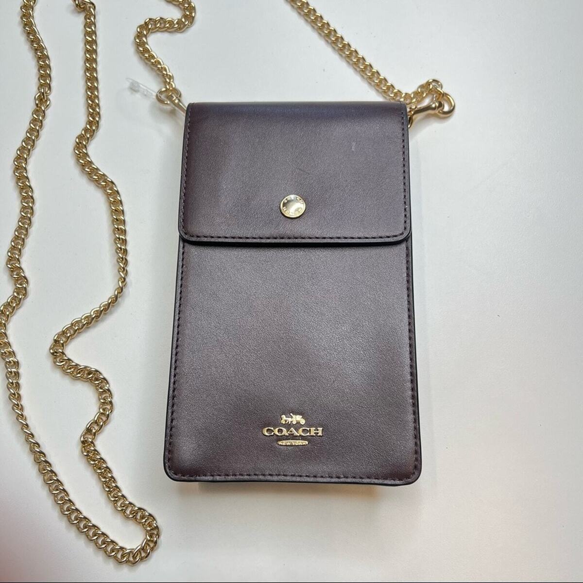Coach Deep Purple Mini Crossbody Bag w/ Gold Chain Strap Coach Deep Purple Mini Crossbody Bag w/ Gold Chain Strap