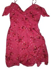 White House Black Market Pink Floral Ruffle Cap Sleeve Dress Size 10