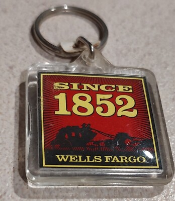 Wells Fargo Bank Keychain Vintage Plastic Keyring Advertising Logo
