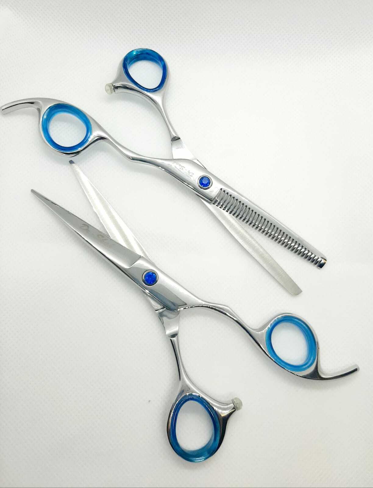 Professionelle Friseurschere Mit Effilierschere – 15,2 Cm, Blau, Aus Hochwertigem 440C Stahl, 20-25% Ausdünnung