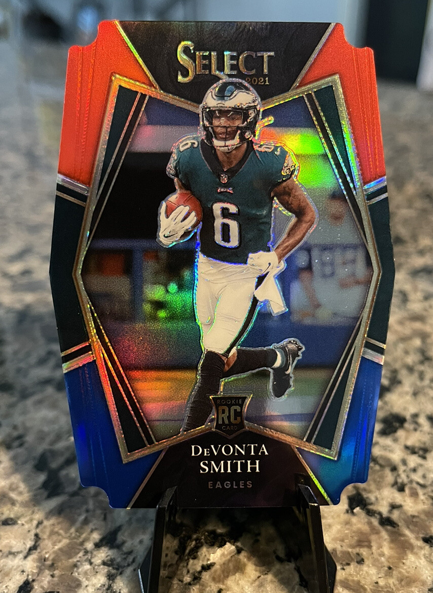 2021 Panini Select DeVonta Smith Red Blue Die Cut RC Premier Level #149 Eagles