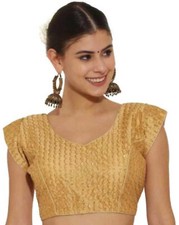 Indian Floral Saree Blouse for Women Choli Phantom Silk Padded Sari Crop Top