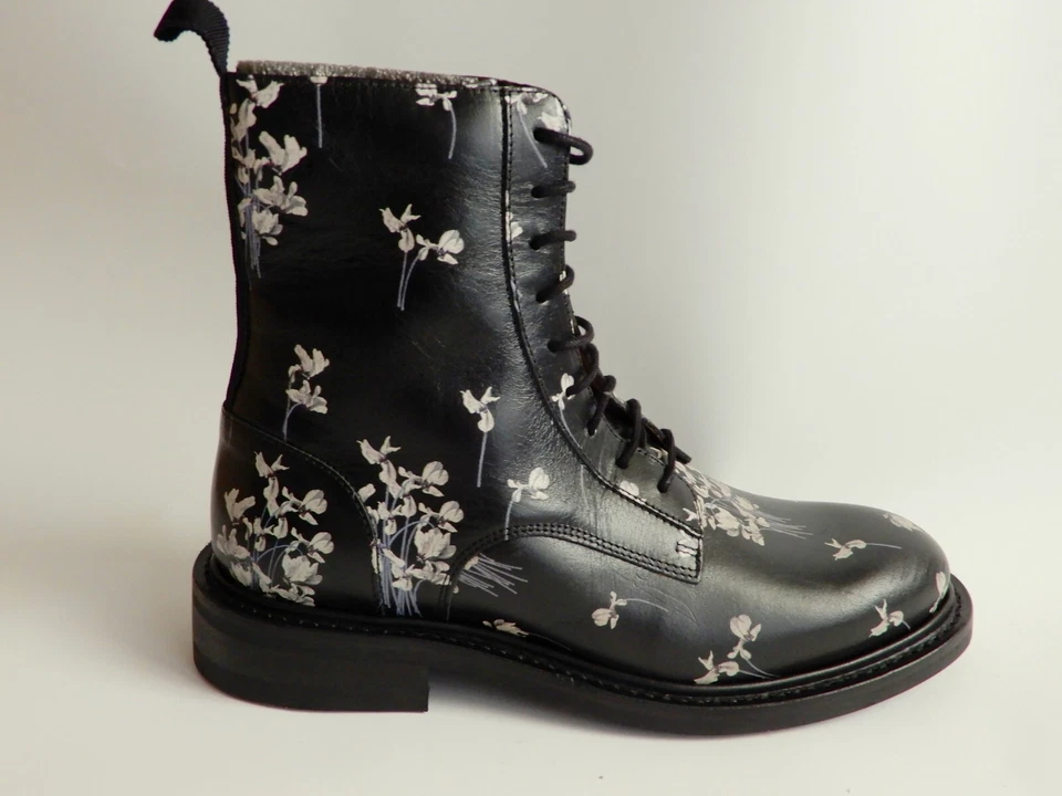 ERDEM X H&M BNWOT JENNY BIKER LEATHER BOOTS EUR-39 US-8 FLORAL BLUMIGE STIEFEL - Imagen 4 de 4