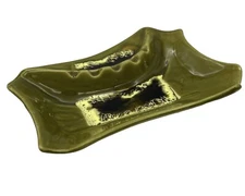 Vintage Retro Large ASHTRAY Green USA  Pottery 9” X 6” 1/2