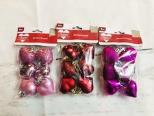 Valentines Fuschia Pink Red HEART hanging Plastic Mini Ornaments Decor 18 Pcs