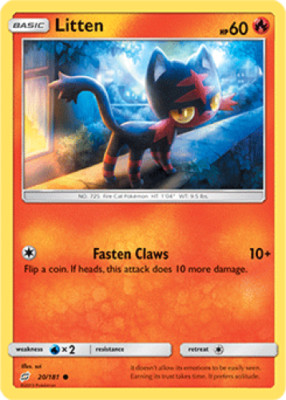 1x Litten 20/181  Team Up Pokemon TCG Card NM