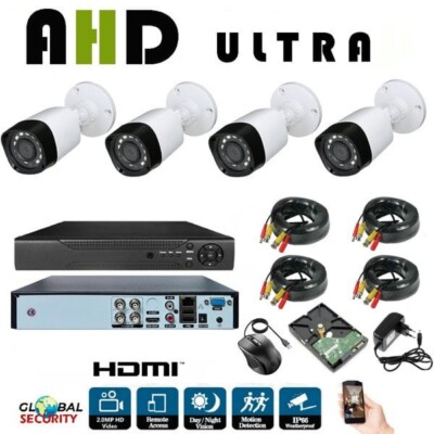 AHD 2MPX Video Surveillance Kit 4 Cameras 1080P Full-HD HDD 250GB