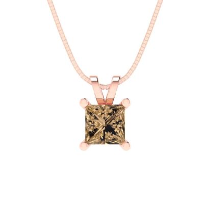 0.5Ct Champagne Gemstone - Everyday Designer Pendant with 16'' Chain - Solid Gold