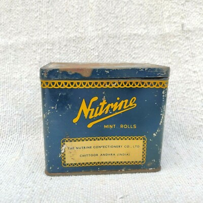 1950er Vintage Nutrine Mint Rolls Süßwaren Werbedose TB1435