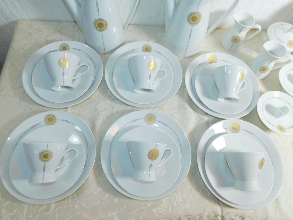 Service À Café Rosenthal Forme 2000 "Soleil De Minuit" Vintage 38 Pièces! - Photo 2/4