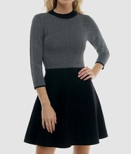 Bcx Women's Junior's Black Mock Neck Chevron Fit & Flare Sweater Dress Size XL