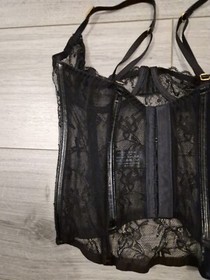 BNWOT Vintage Ann Summers Femme Fatale Black PVC & Sheer Lace Corset Size 38B