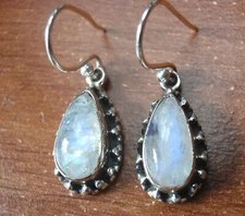 Moonstone Teardrop  925 Sterling Silver Dangle Drop Earrings