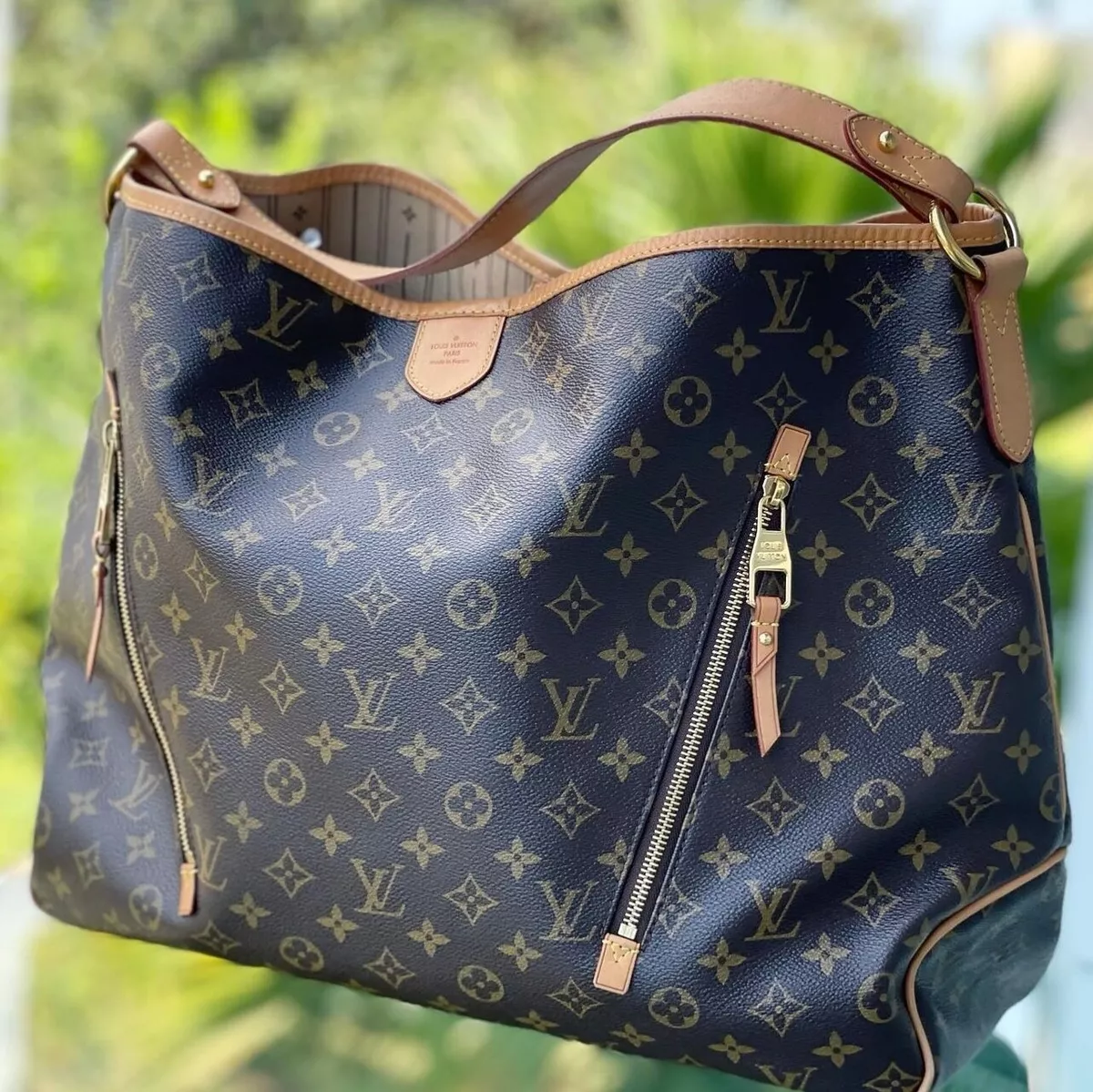 Louis Vuitton Delightful Tote GM Brown Leather Zipper Pocket