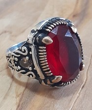 925 MENS SOLITAIRE SPINEL RING RUBY CLAWS