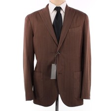 Boglioli NWT Wool K Jacket Sport Coat Size 50R US 40R in Brown/Black Herringbone