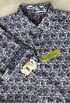 Robert Graham Villard Classic Fit Shirt M SS Button Front NWT $178