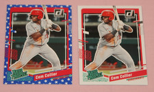 CAM COLLIER (2) 2023 DONRUSS INDEPENDENCE DAY RATED PROSPECT & BASE R/P #45 REDS