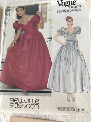 1152 VOGUE 1980 s Original Bellville Sassoon BRAUTKLEID Schnittmuster GRÖSSE 14