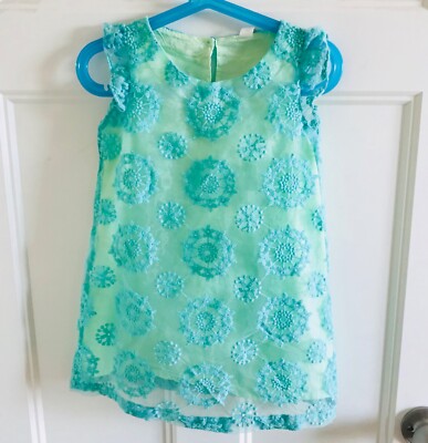 size 4 aqua lime lace girls dress flower girl wedding church | eBay