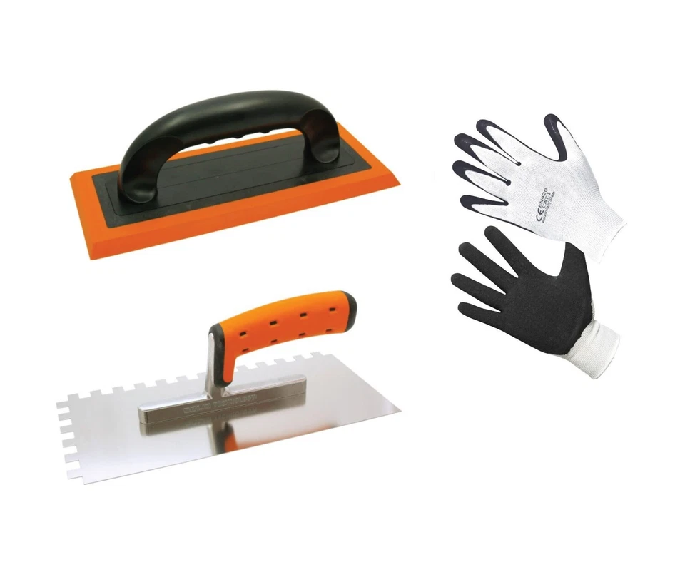 PROSTKO LTD Tiling Tool Kit Grout Float & Notched Tile Adhesive Trowel Grouting Ceramics