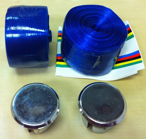 SHINY BLUE PLASTIC HANDLEBAR TAPE, THIN, NO GLUE STRIP, OLD SCHOOL STYLE - BAR