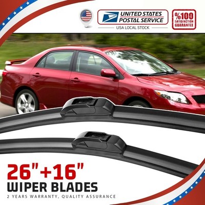 26''+16'' Front Windshield Wiper Blades J-Hook For Kia Rio Sorento Rondo Sportage