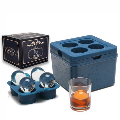 Clear Ice Ball Maker Tray - 2 Inch Ice Cube Maker Mold,4 Cavity Large Clear I...