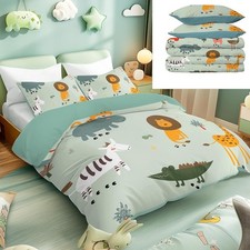 3PCS Soft Green Duvet Cover Set Different Animal Bedding Set for Bedroom Full