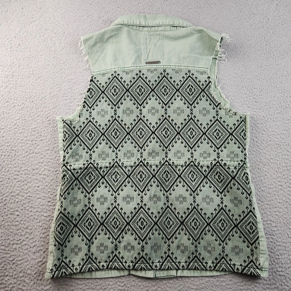 Chaleco O'Neill Mujer Mediano Utilitario Carga Distress Boho Azteca Tareas Chaqueta Camisa Foto 2 de 4