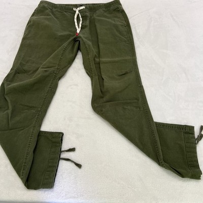 Topo Designs Dirt Pants Mens XL Olive Green Organic Cotton Drawstring Casual