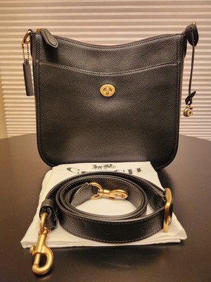 Coach Chaise C8483 Black/Brass Polished Pebble Leather Crossbody