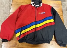 VTG 90s NASCAR Jacket Mens Large Multicolor Striped Racing Made In USA. Size XXL