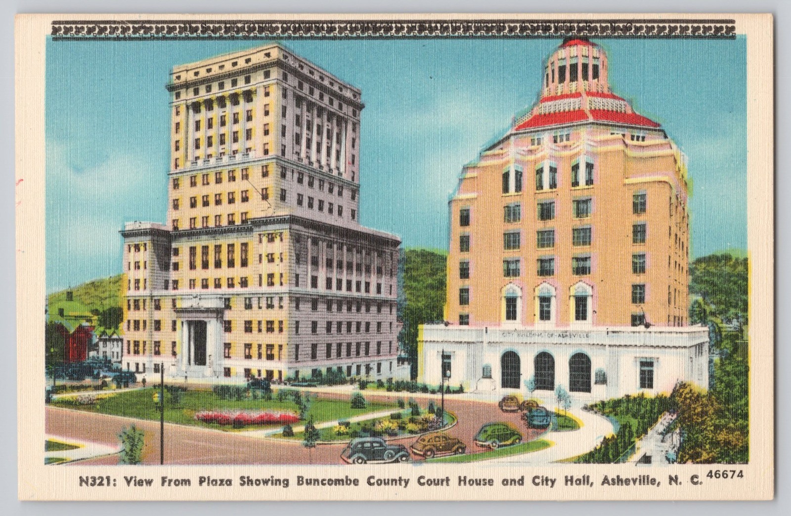 Buncombe County Court House Asheville North Carolina Vintage Postcard