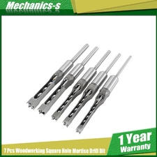 Woodworking Square Hole Mortise Drill Bit High Speed Steel Chisel Bit 7 Pcs