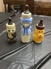 Vtg Zestaw 3 plastikowych butelek dla niemowląt Evenflo. Panda Miś, Biały Niedźwiedź i Pies.1970-80s