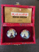 Baoding Balls Chinese Hand Therapy Exercise Balls Stress Relief Red Box Vtg