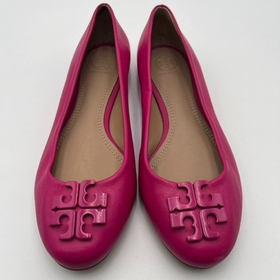 Tory Burch Lowell 2 Hibiscus Flower Pink Size 7M Ballet Flats Shoes