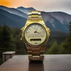 Pulsar ( Seiko ) Vintage Alarm Chronograph Ana-Digi Gold Tone Watch