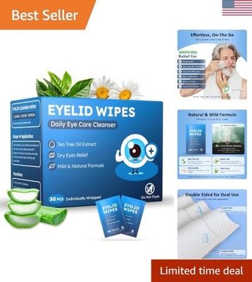 Soothing 30PCS Eyelid Wipes with Tea Tree Oil - Gentle Care for All Skin Types