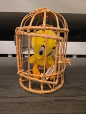 Vintage 1999 Plush Tweety Bird Six Flags Looney Toons Warner Bros. Wicker Cage